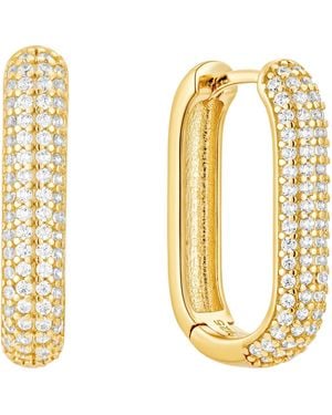 Nazzar Bold Pave U Hoop Earrings - Metallic