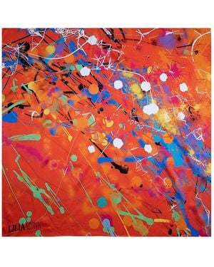 Lilia Munn Heat Wave Silk Scarf - Red