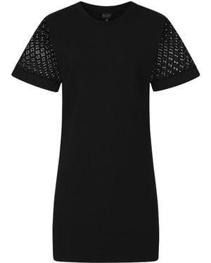 Sophie Cameron Davies Lace Sleeve Cotton T-Shirt Dress - Black