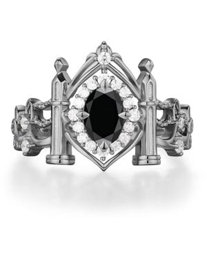 Azura Jewelry New York Sanctum Of Shadows Onyx Ring Vermeil - Metallic