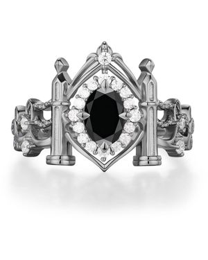 Azura Jewelry New York Sanctum Of Shadows Onyx Ring Vermeil - Metallic