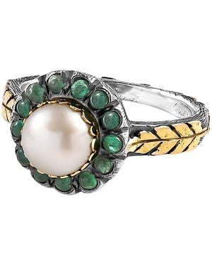 Emma Chapman Jewels Pearl Emerald Cocktail Ring - Green