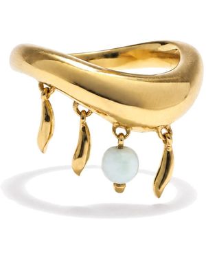 Stone Fruit Fishbone Ring - Metallic