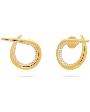 Meulien Open Twist Waterdrop Pave Earrings - Metallic