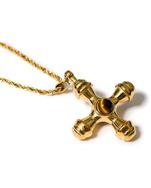 Kybele Studio Byzantine Cross Tiger Eye Necklace - Metallic