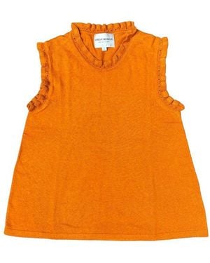 Lindsay Nicholas New York Frill Crewneck Shell - Orange