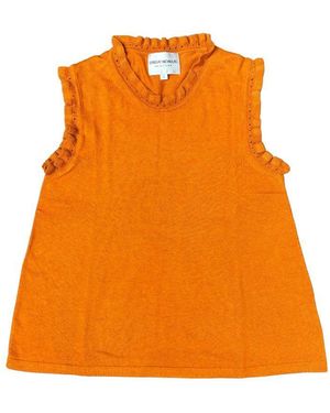 Lindsay Nicholas New York Frill Crewneck Shell - Orange
