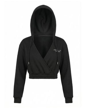 Revyve Active Cropped V-Neck Hoodie - Black