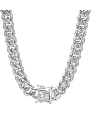 Steeltime Stainless Steel 12Mm Miami Cuban Necklace Chain With Box Clasp 30 Inch - Metallic