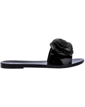 Melissa Babe Petals Flat Slides - Black