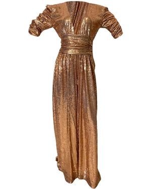Julia Clancey Rose Sequin Palazzo Jumpsuit Set - Brown