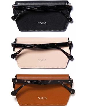 Naoa Three Pack Apple-Leather Slim Glasses Case - Black