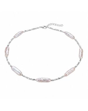 Ormiro Moonlit Baroque Stick Pearls & Beaded Necklace - Metallic