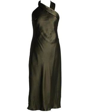 MIONÈ Halter Neck Silk Dress - Green