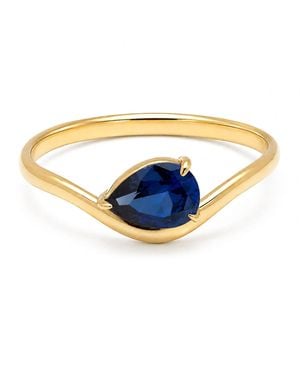 Belinda Jewelz Sapphire Wavy Solitair Birthstone Ring - Blue