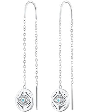 Scream Pretty Threader Earrings with Evil Eye Charm - White