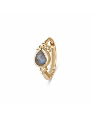 Zohreh Labradorite Boho Huggie Hoop Earring 9K - Metallic