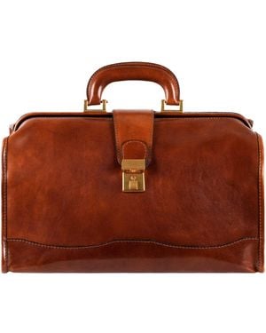 Time Resistance Small Leather Doctor Bag For - Brown
