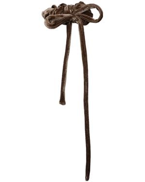 Formula S7 Velvet Golden Bow Scrunchie - Black