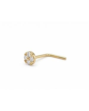 Zahav Jewelry 14K Solid 24G Pavé Cz L Shape Nose Stud - Black