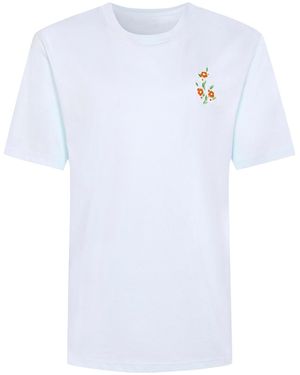 INGMARSON Floral Embroidered T-Shirt Sky - White