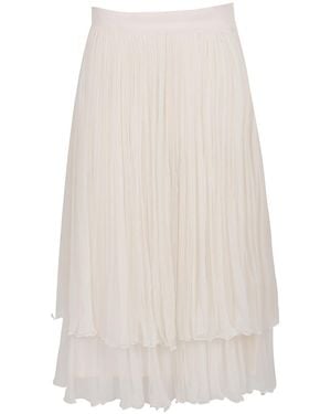 VAAI Neutrals Layered Chiffon Midi Skirt - White
