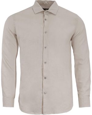 lords of harlech Neutrals Lionel Linen Button Down Shirt - Grey