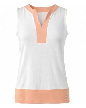 Conquista Sleeveless Contrast-Trim Top - White