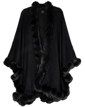 Saachi Faux Fur Cape Kimono - Black