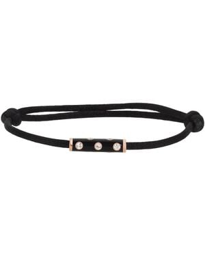 Ecce | Artisan Diamonds Solid 14Ct Enamelled Diamond Cylinder Cord Bracelet - Black