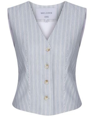 NAZLI CEREN Lyra Cotton Waistcoat - Blue