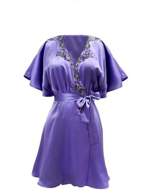 Carol Coelho Theory Of Strings Silk Embroidered Tulle Flutter Cover-Up - Purple