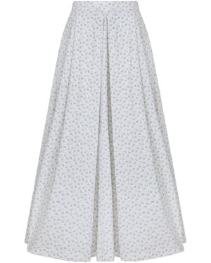 NAZLI CEREN June Printed Cotton Midi Skirt - Grey