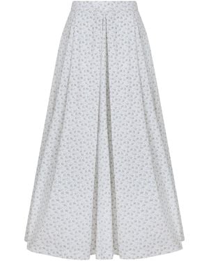 NAZLI CEREN June Printed Cotton Midi Skirt - Grey