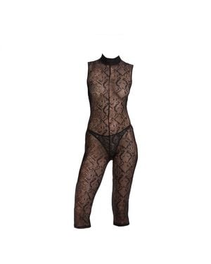 Lunatic Femme Sheathe Snake Lace Capri Catsuit - Brown