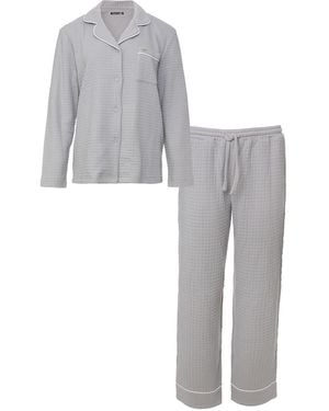 Pretty You London Luxury Suite Waffle Pyjama Set - Grey