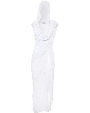 Brenda Agradi Sleeveless Hooded Long Dress - White
