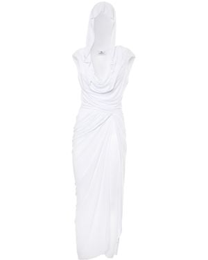 Brenda Agradi Sleeveless Hooded Long Evening Dress - White