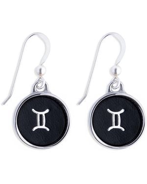 N'damus London Zodiac Gemini Leather Earrings - Blue