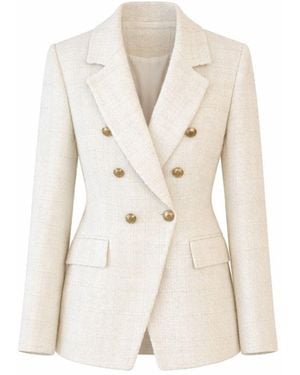 Nuvv Collection Modern Casual Button Tweed Jacket - Natural
