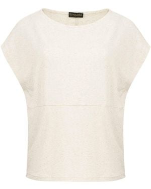 Conquista Neutrals Sleek Natural Linen Blend Oversized Top - White