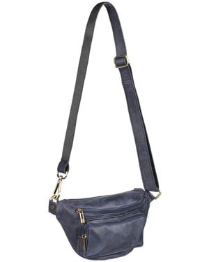 Bedroom Athletics Baresi Distressed Leather Bum Bag With Front Pocket - Blue