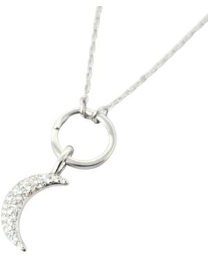 Harfi Sterling Crescent Moon Pendant Charm Necklace - Metallic