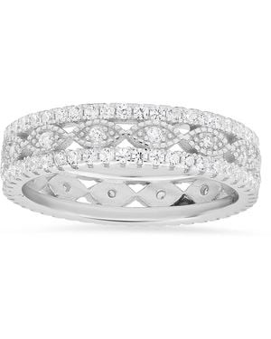 Kylie Harper Vintage Diamond Cz Eternity Band Ring - Metallic
