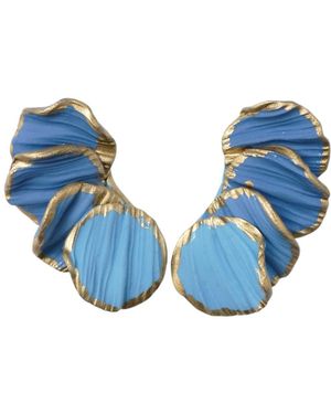 Ziolla Designs Lola Handmade And Layered Petal Earrings - Blue