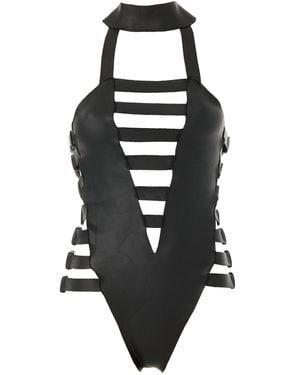 Siren Swimwear Siren Leather Neoprene James Bond Wetsuit Swimsuit Couture - Black