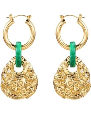 Aurozia Flying Bird Love Odyssey Platinum Plated Ancient Bronze Phoenix Coin Drop Earrings - Metallic