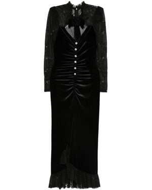 Nissa Crystal-Detail Velvet Midi Dress - Black