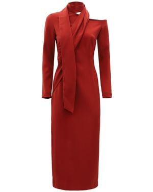 Julia Allert Elegant Evening Open Shoulder Midi Dress - Red