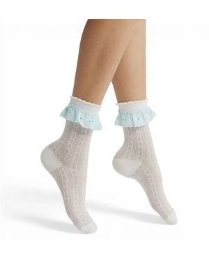 HIGH HEEL JUNGLE by KATHRYN EISMAN Bobby Lace Frill Trim Cotton Bobby Socks - Natural